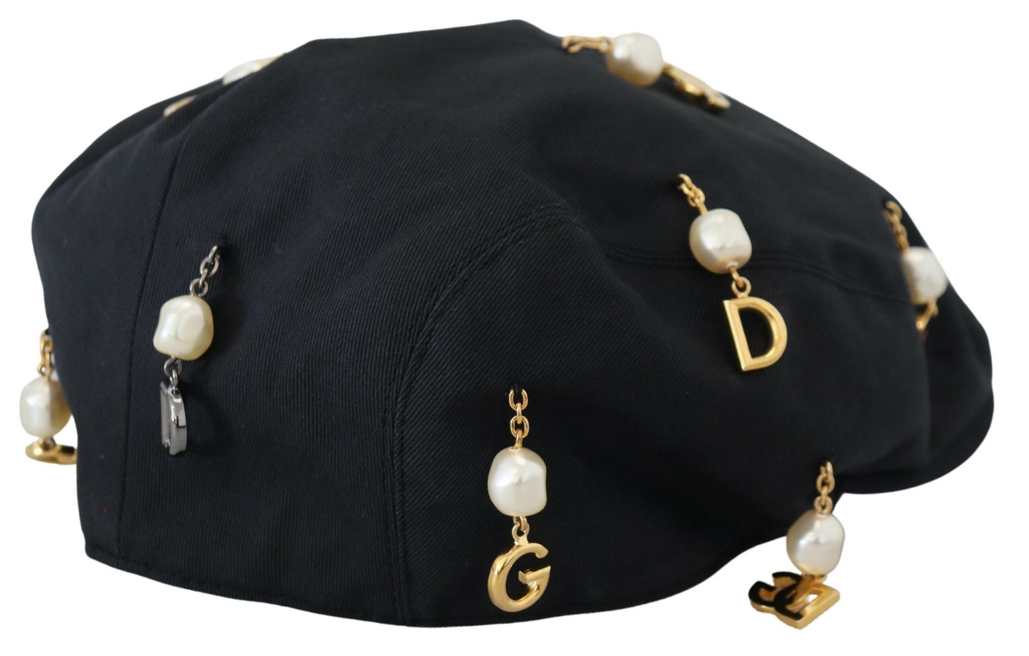 Dolce & Gabbana Black Cotton Embellished Newsboy Men Hat