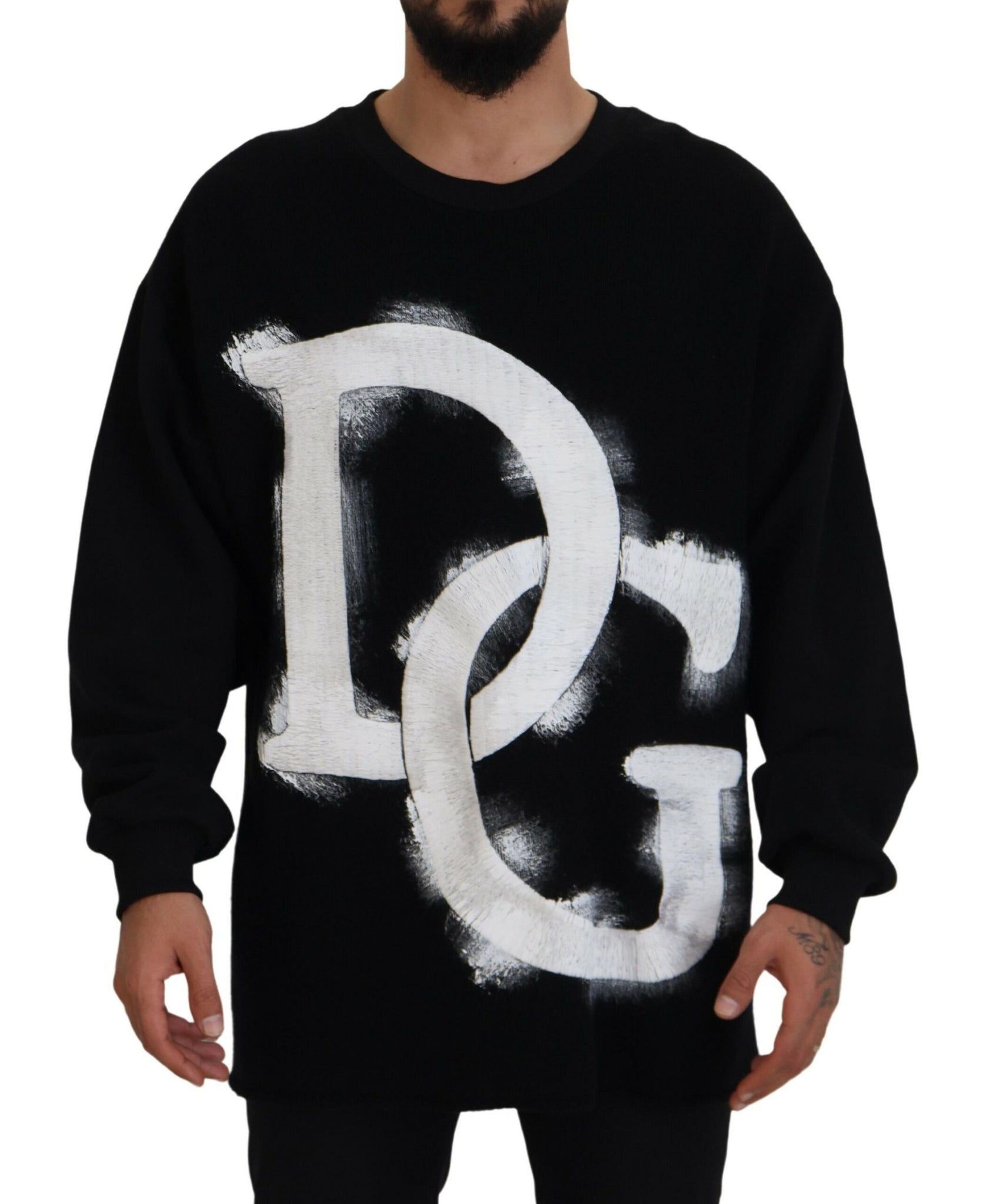 Black DG Logo Cotton Pullover Sweater