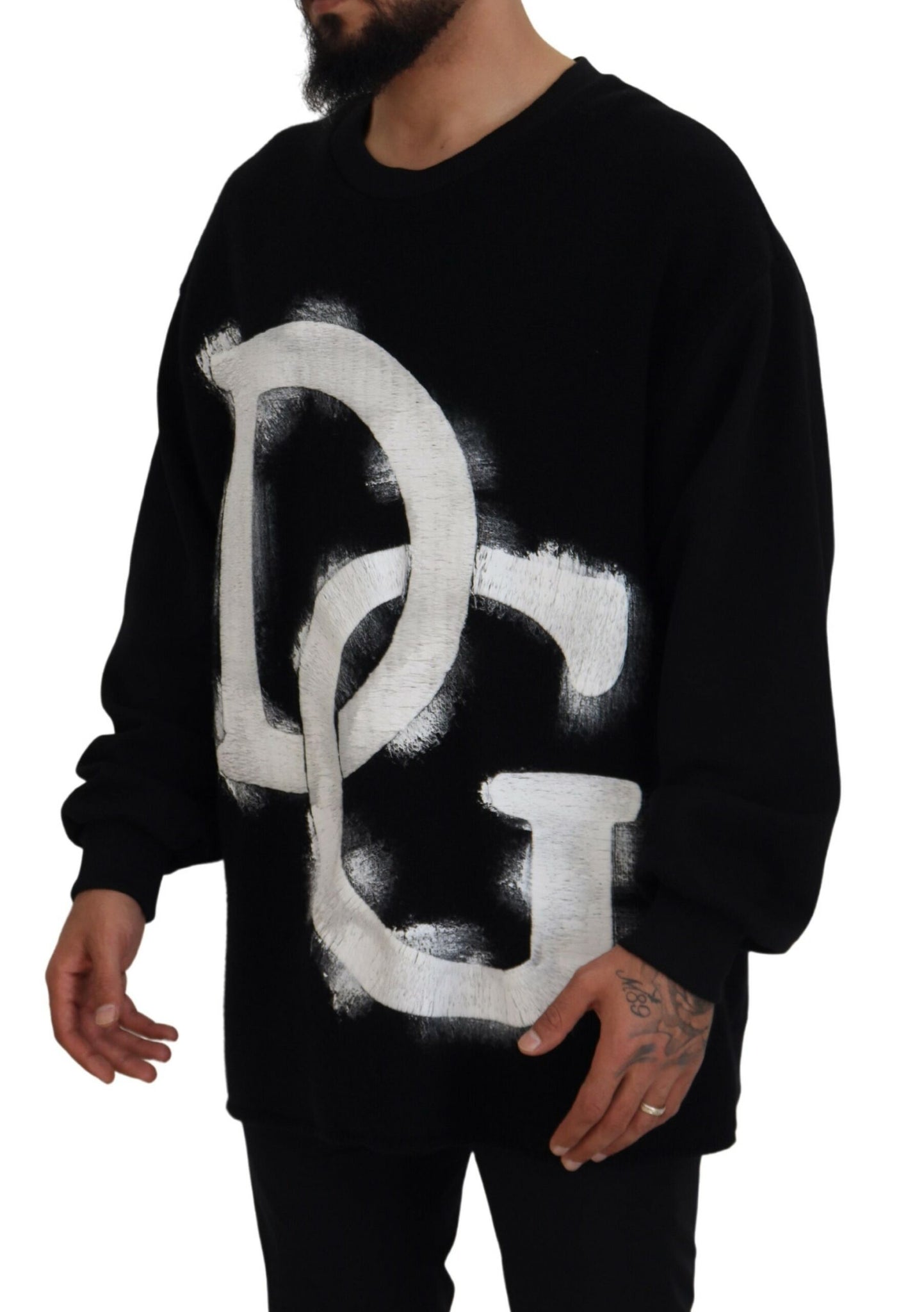 Black DG Logo Cotton Pullover Sweater