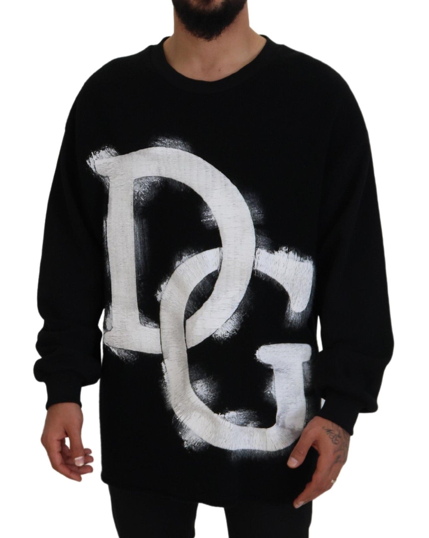 Black DG Logo Cotton Pullover Sweater