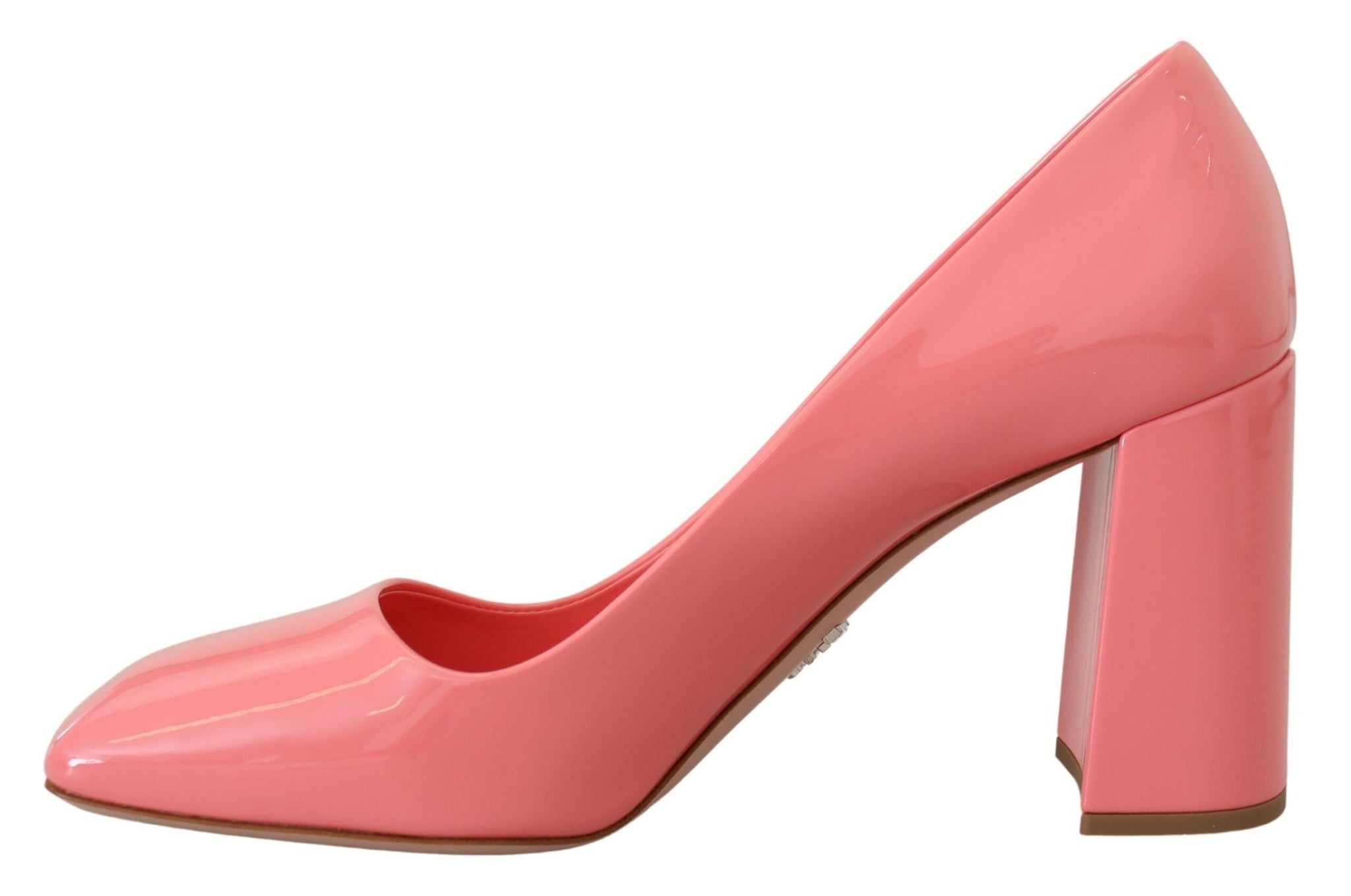 Prada Pink Patent Leather Block Heels Pumps Classic