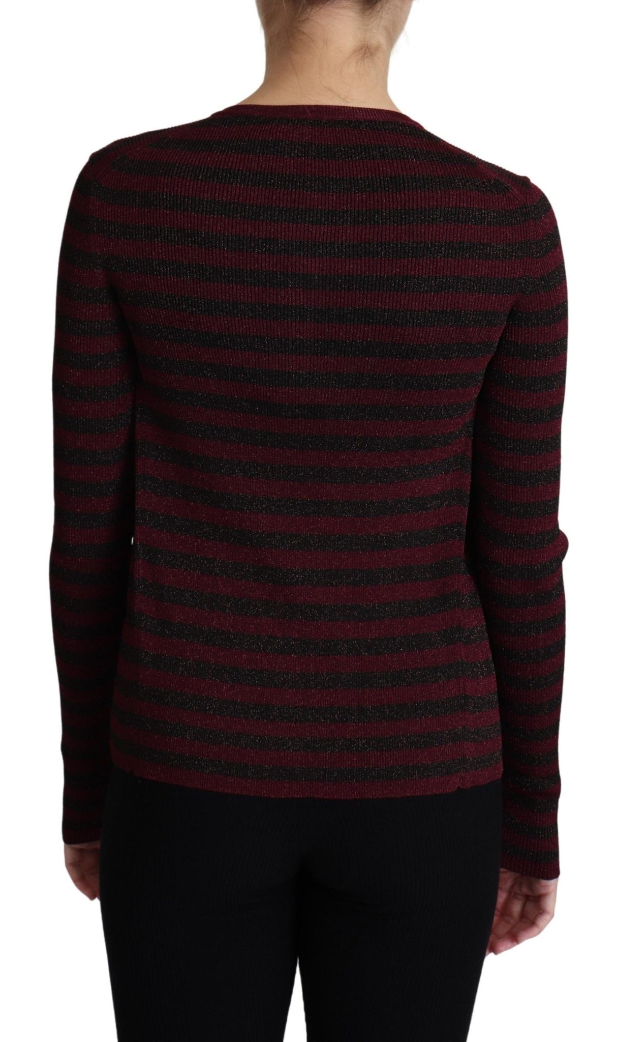 Black Red Striped Viscose Cardigan Sweater