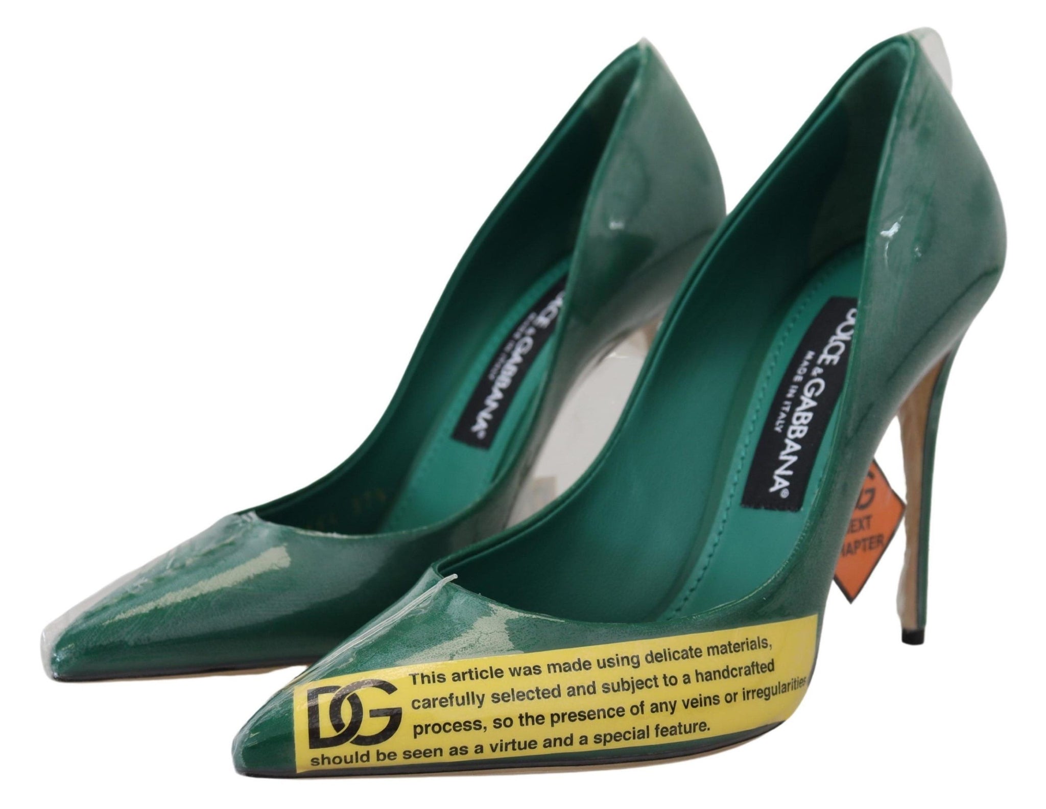 Green Leather Heels Pumps Plastic Shoes