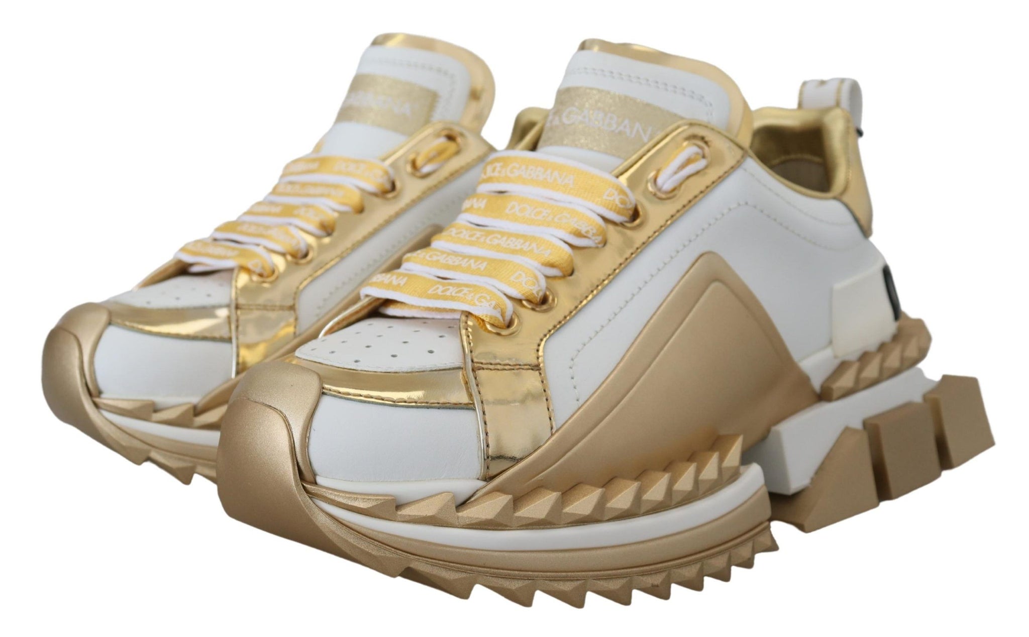 White and gold Super Queen Leather Shoes