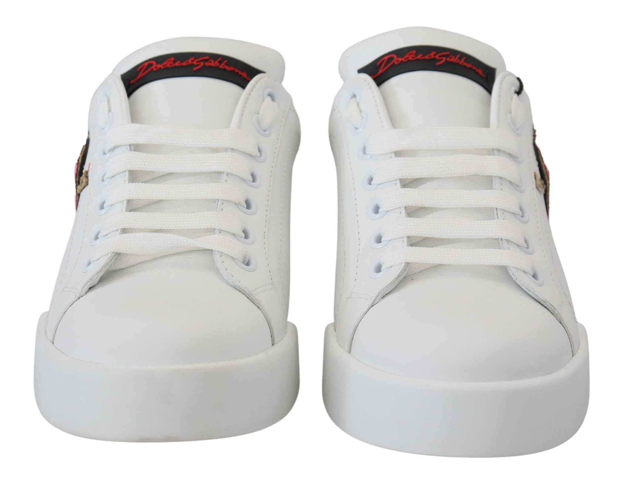 White Leather Sneaker Portofino Logo Heart Shoes