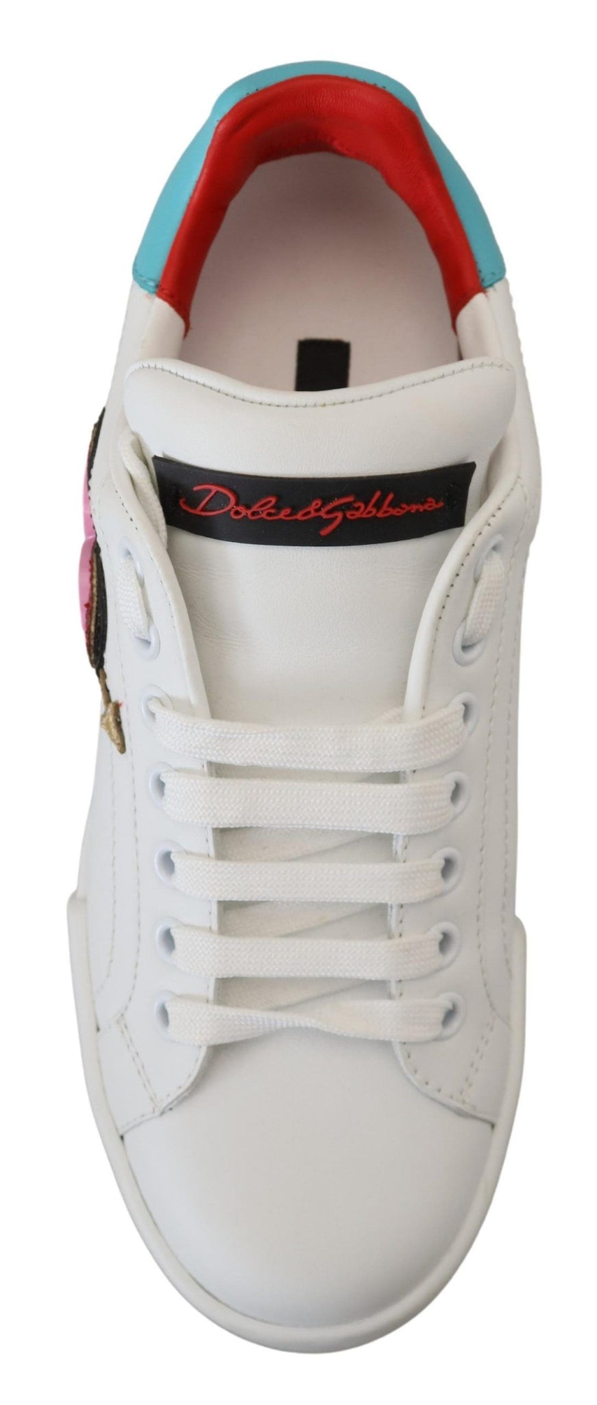 White Leather Sneaker Portofino Logo Heart Shoes