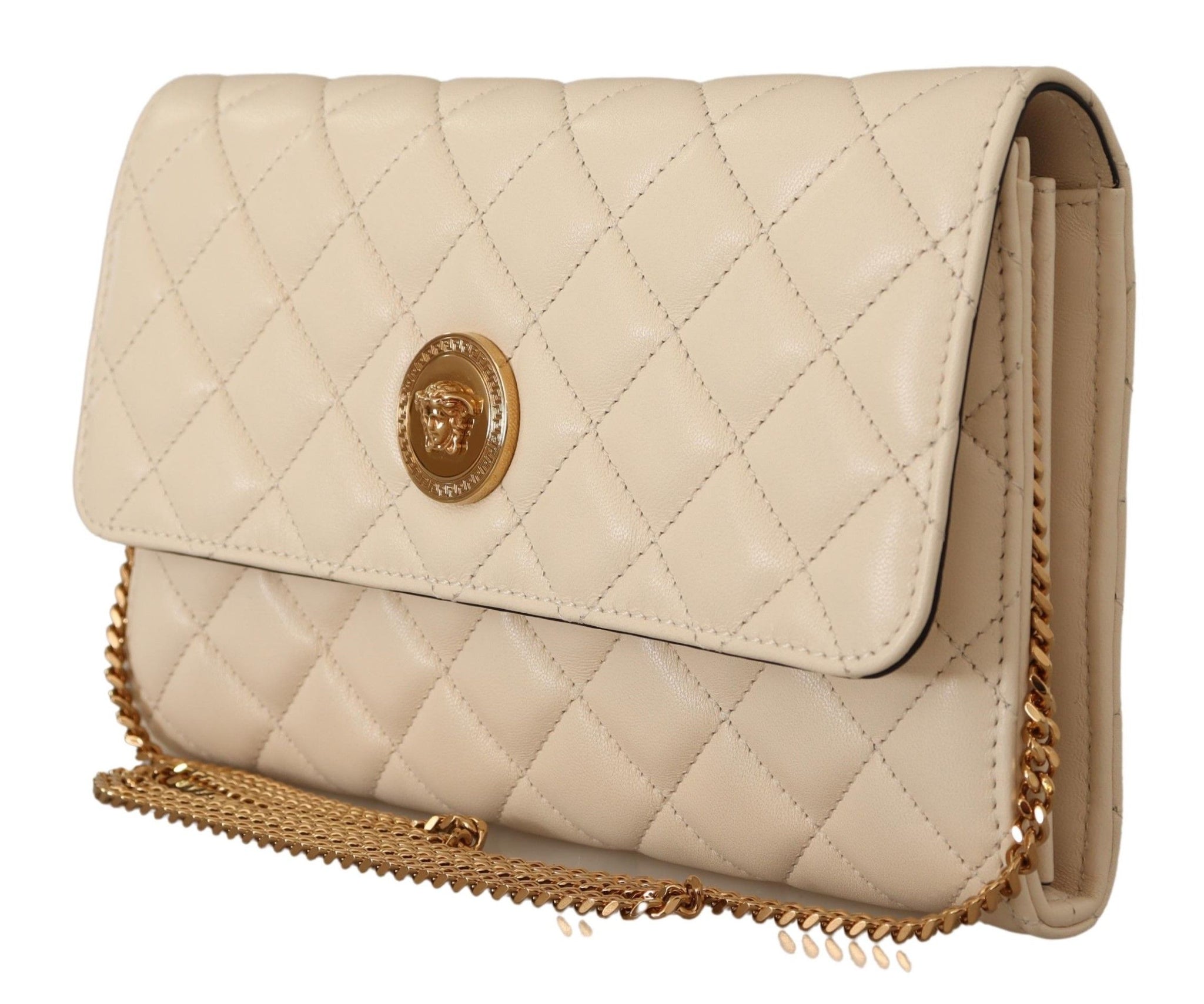 Versace White  Nappa Leather Medusa Evening Bag