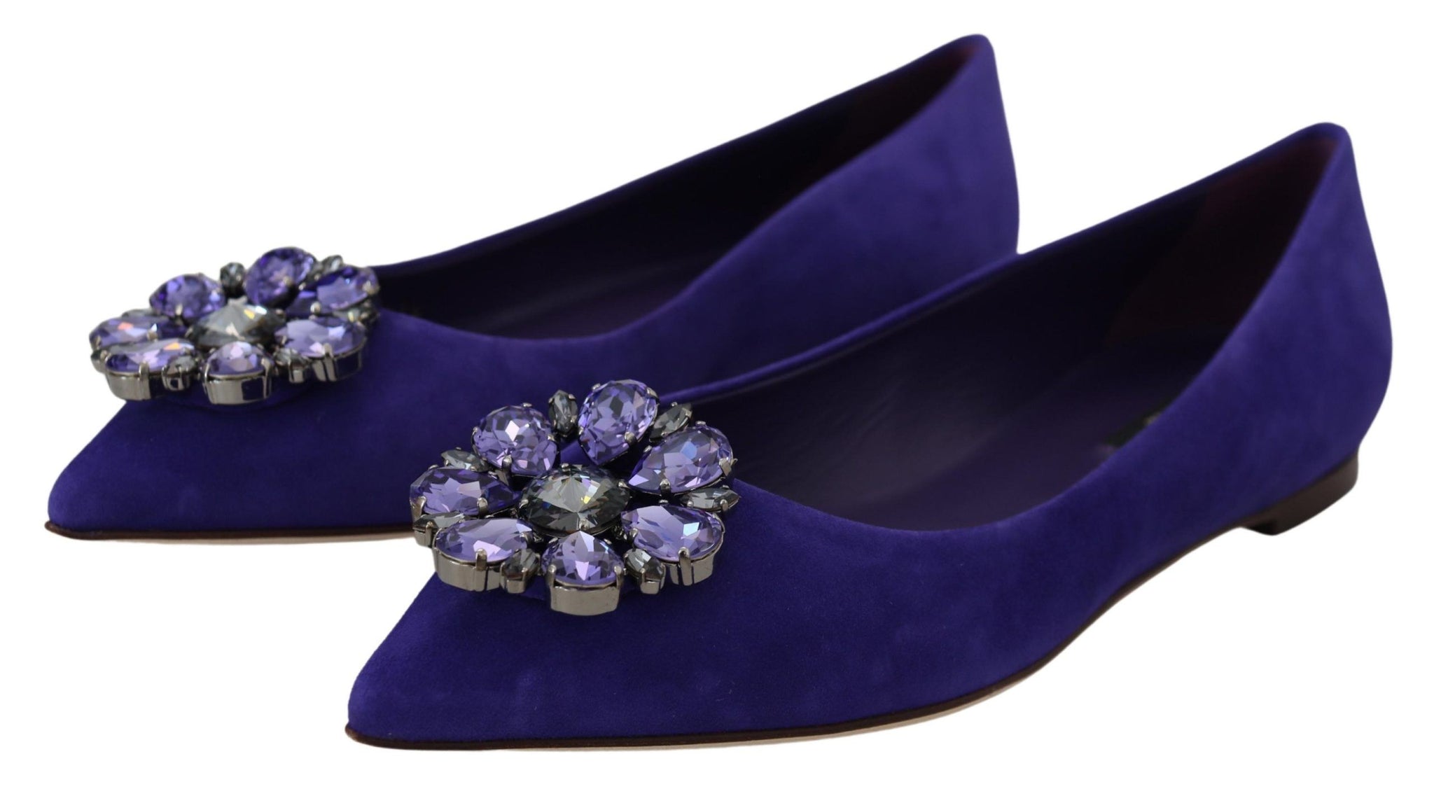 Purple Suede Crystals Loafers Flats Shoes