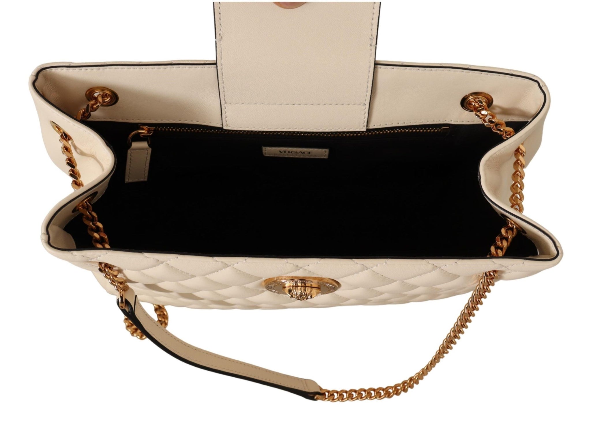 Versace White Nappa Leather Medusa Tote Bag