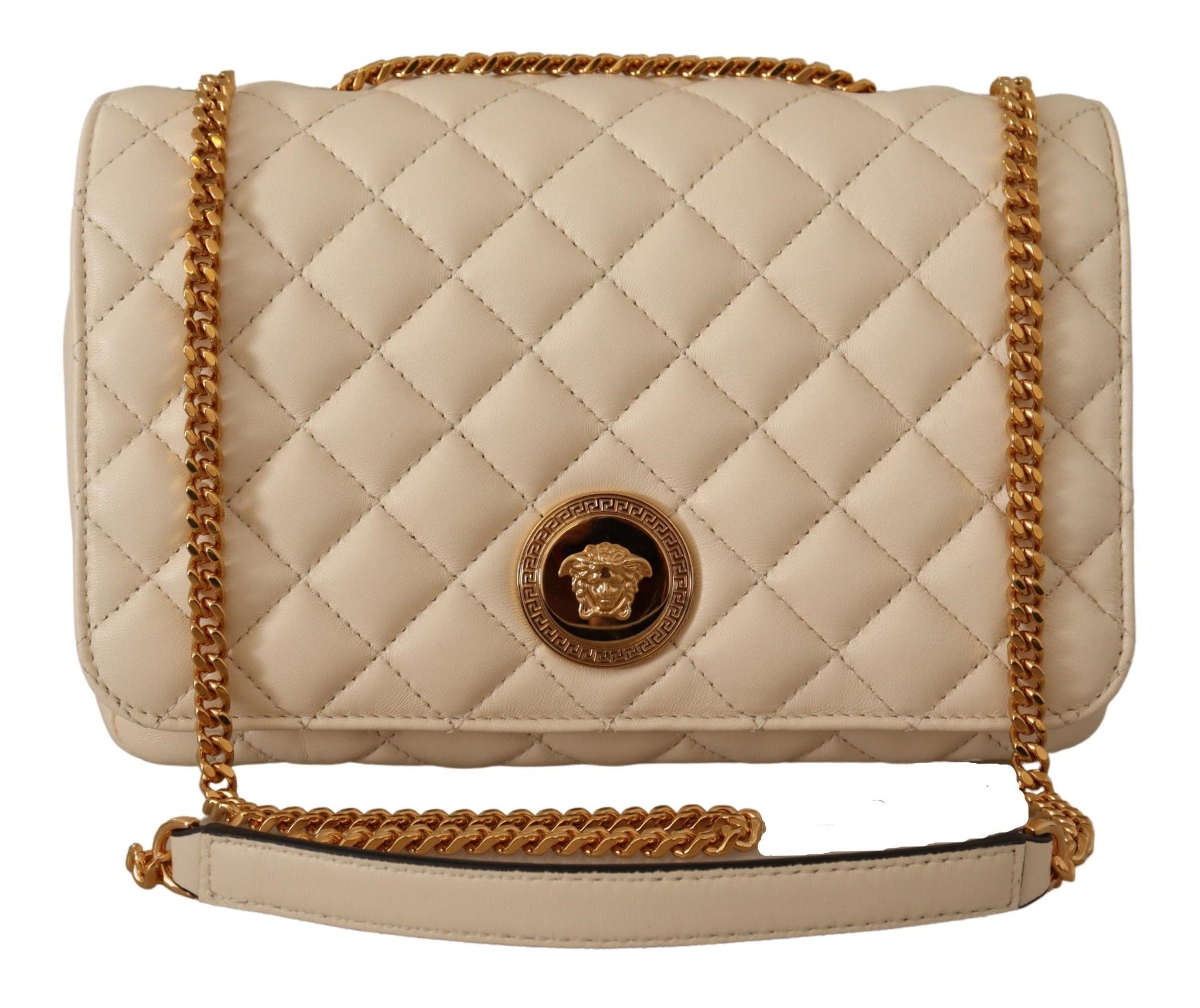 Versace White Nappa Leather Medusa Shoulder Bag