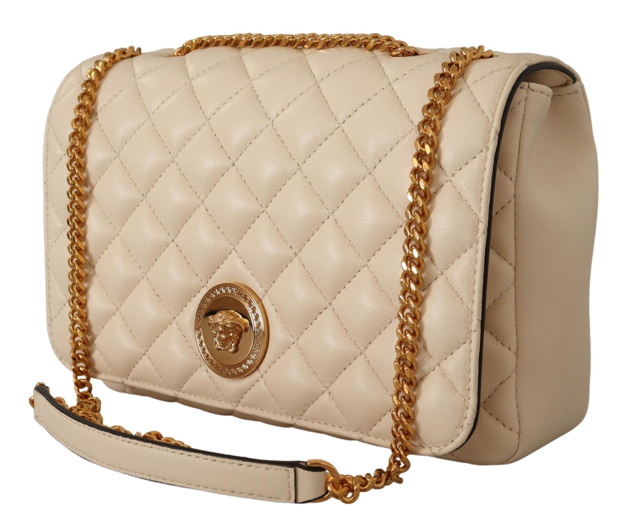 Versace White Nappa Leather Medusa Shoulder Bag