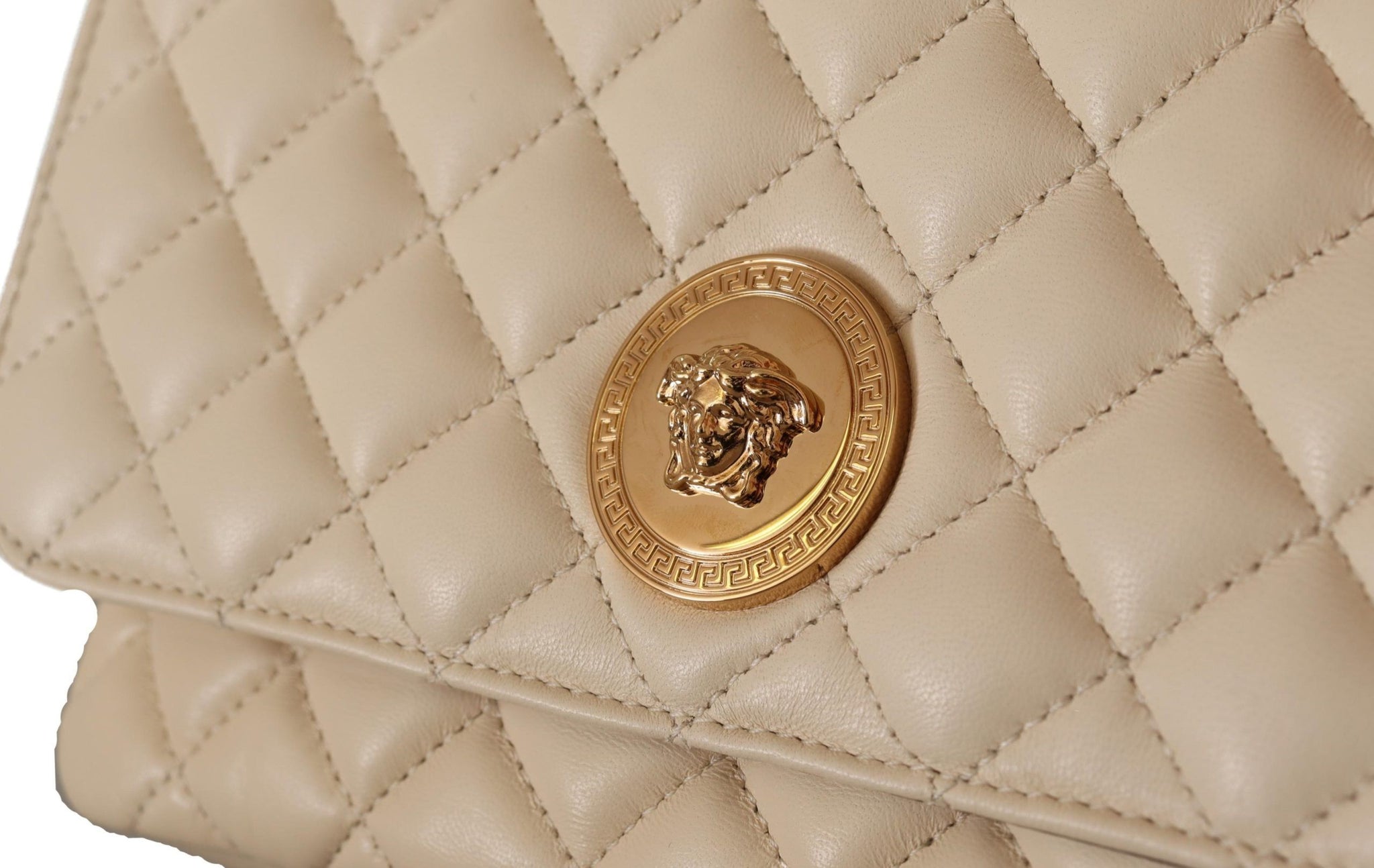 Versace White Nappa Leather Medusa Shoulder Bag