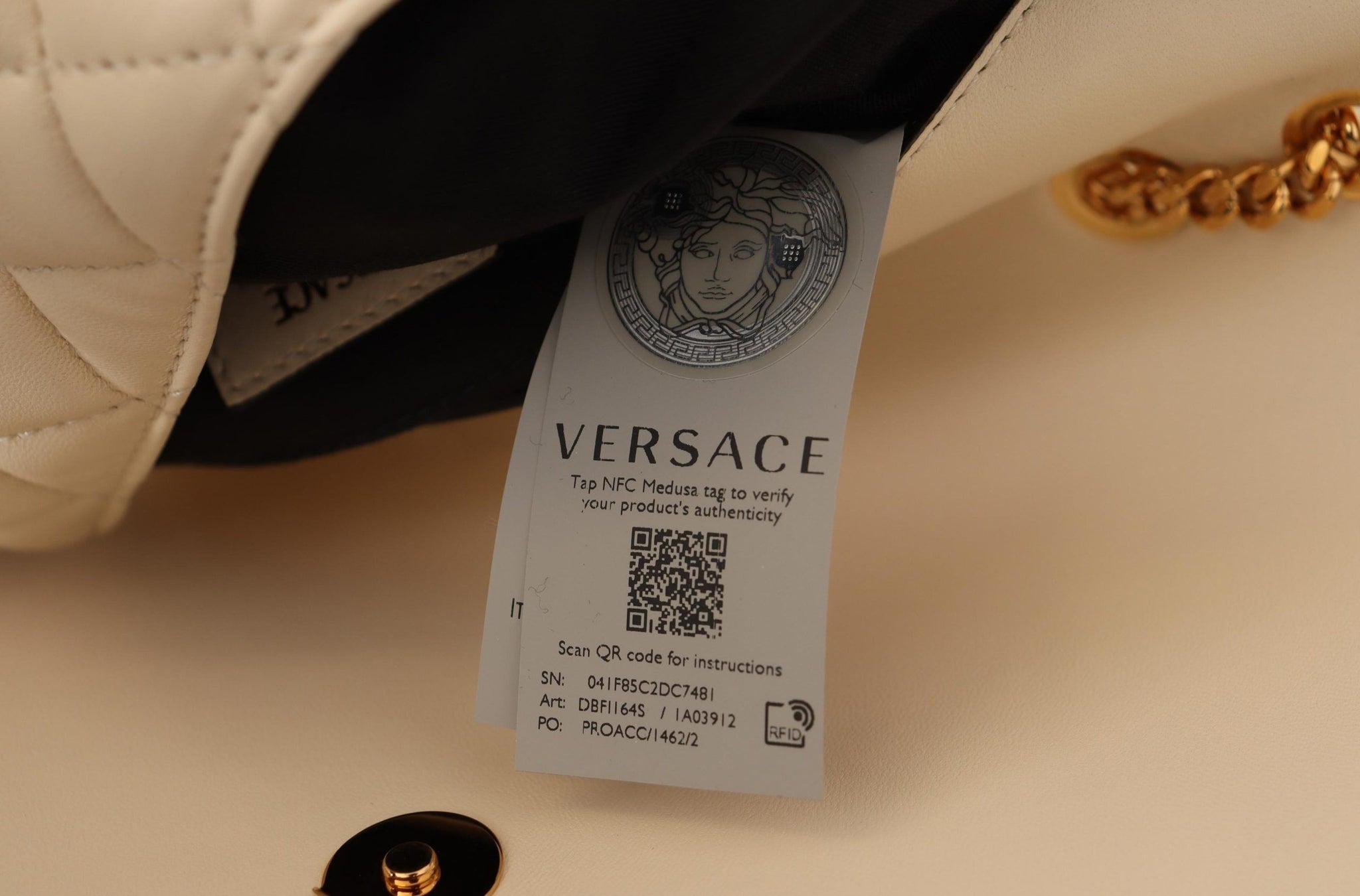 Versace White Nappa Leather Medusa Shoulder Bag