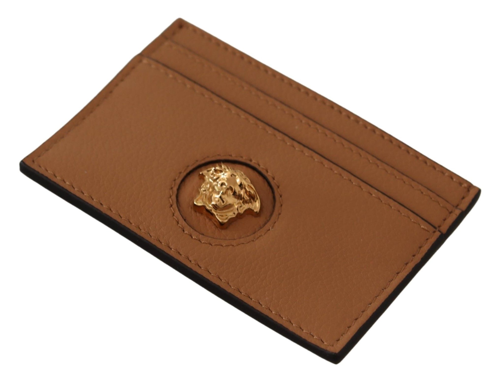 Versace Brown Calf Leather Card Holder Wallet