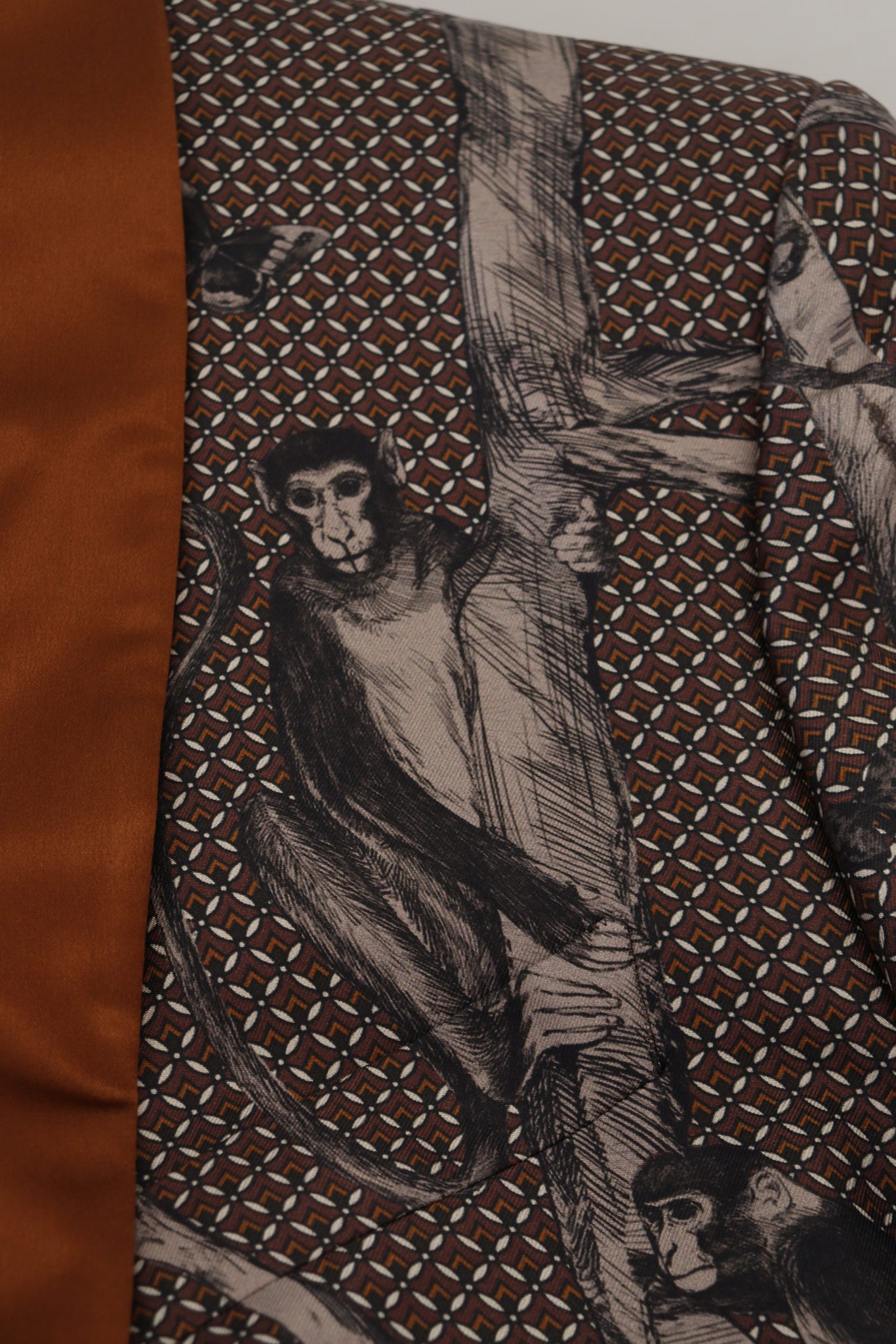 Bronze Monkey Print Silk Slim Jacket Blazer