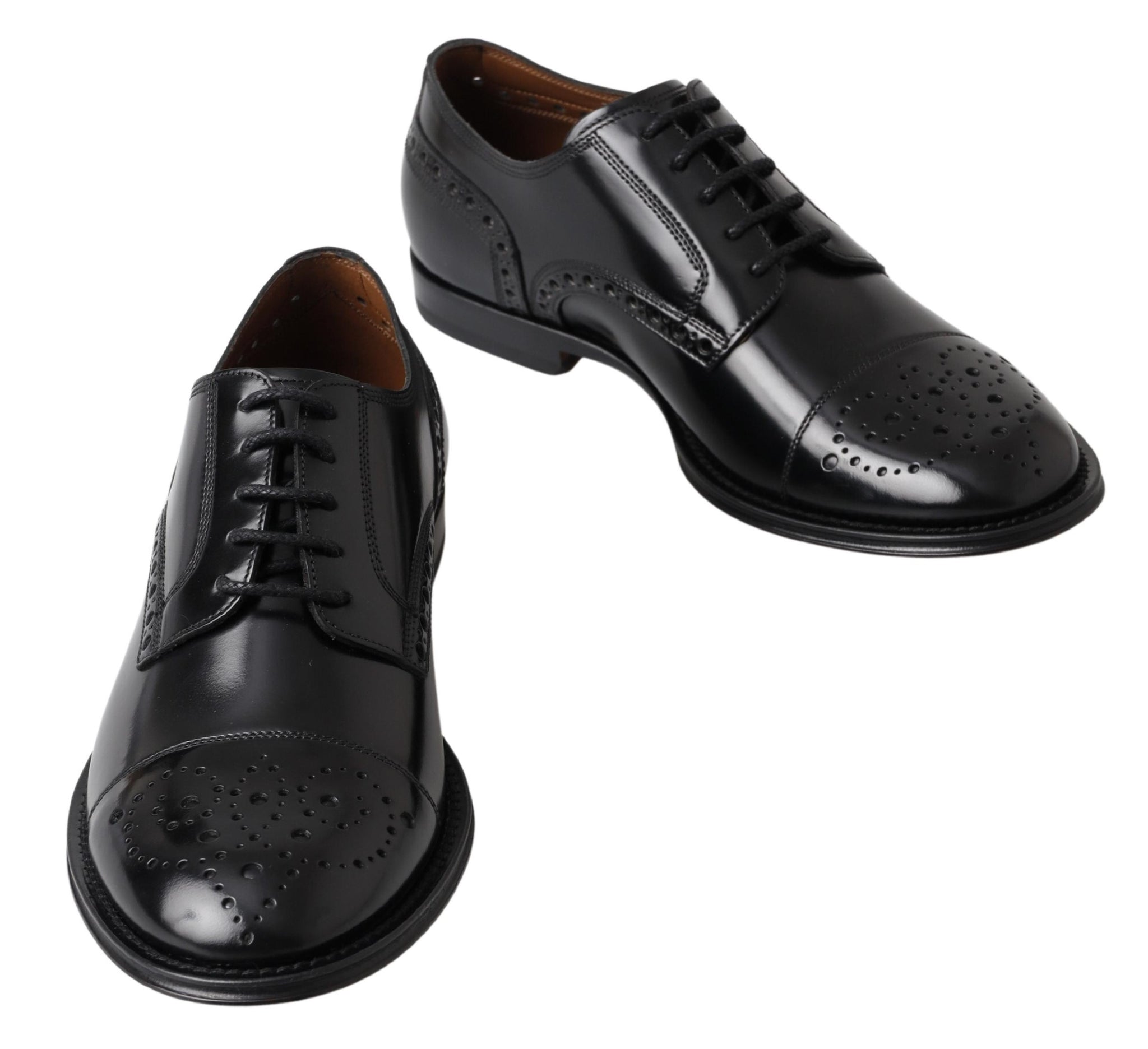 Dolce & Gabbana Black Leather Oxford Wingtip Formal Derby Shoes