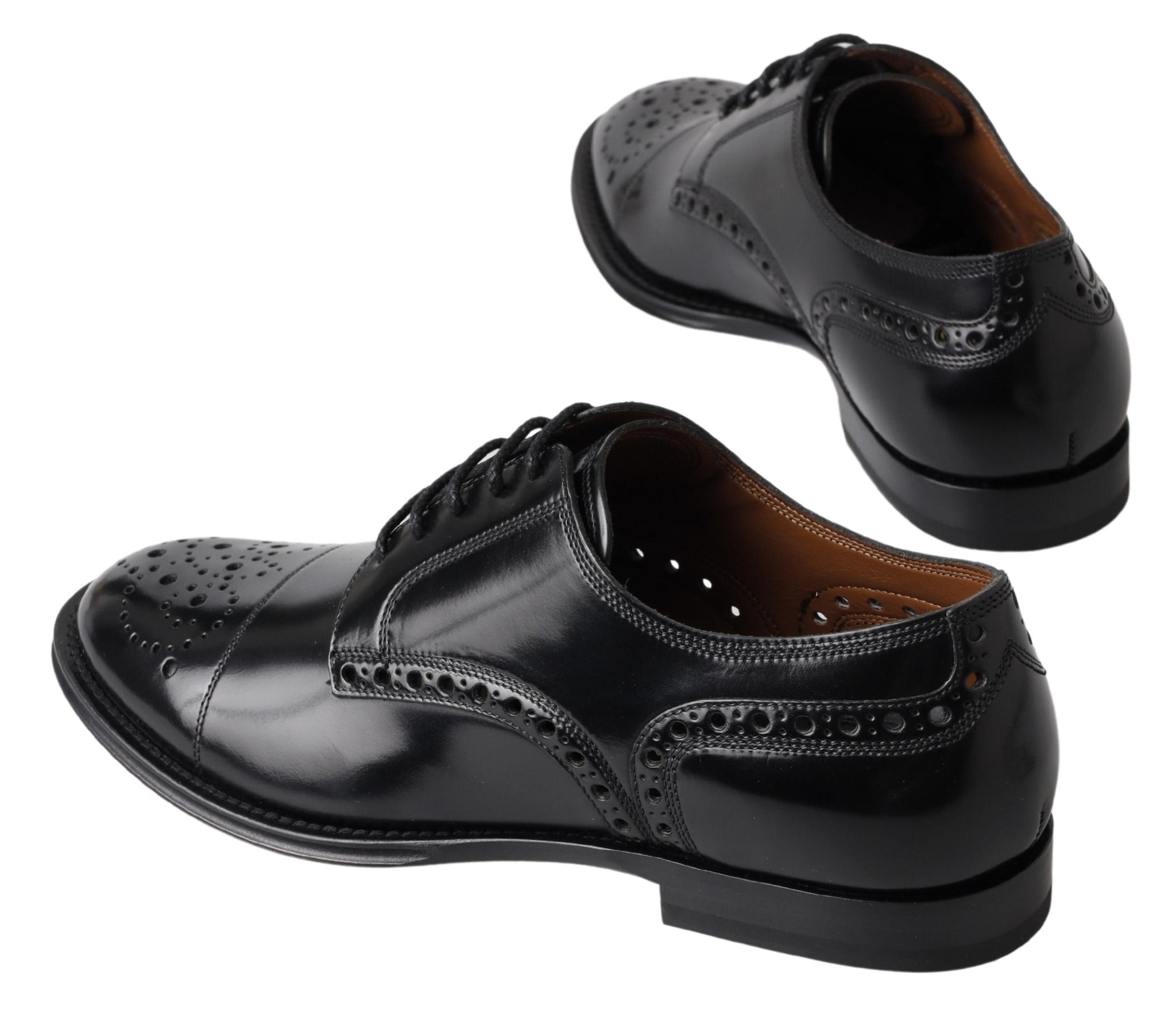 Dolce & Gabbana Black Leather Oxford Wingtip Formal Derby Shoes