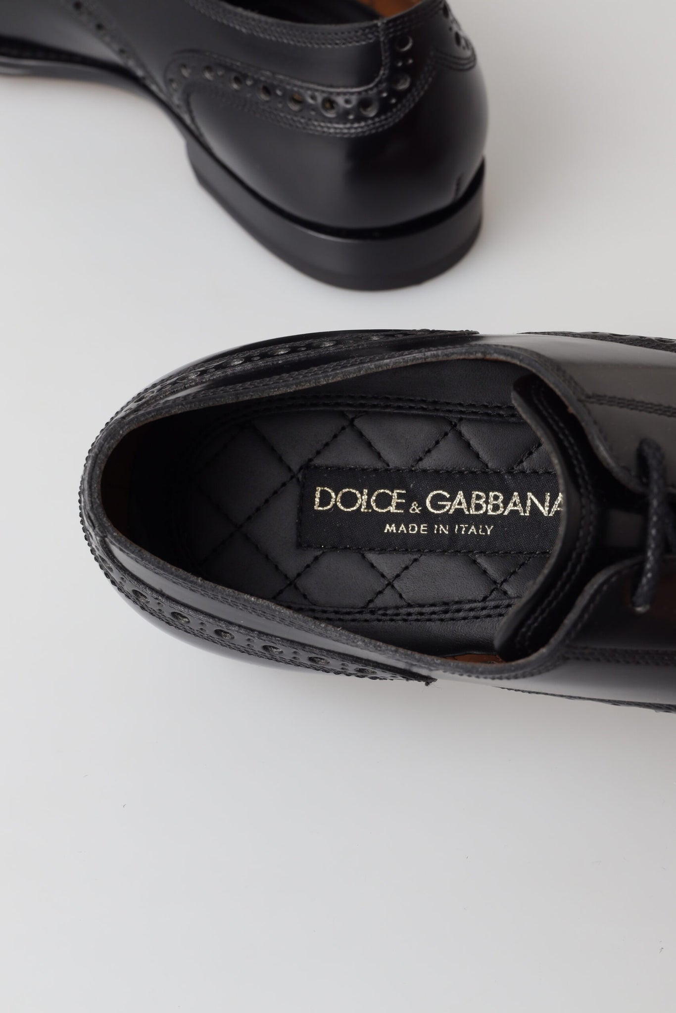 Dolce & Gabbana Black Leather Oxford Wingtip Formal Derby Shoes