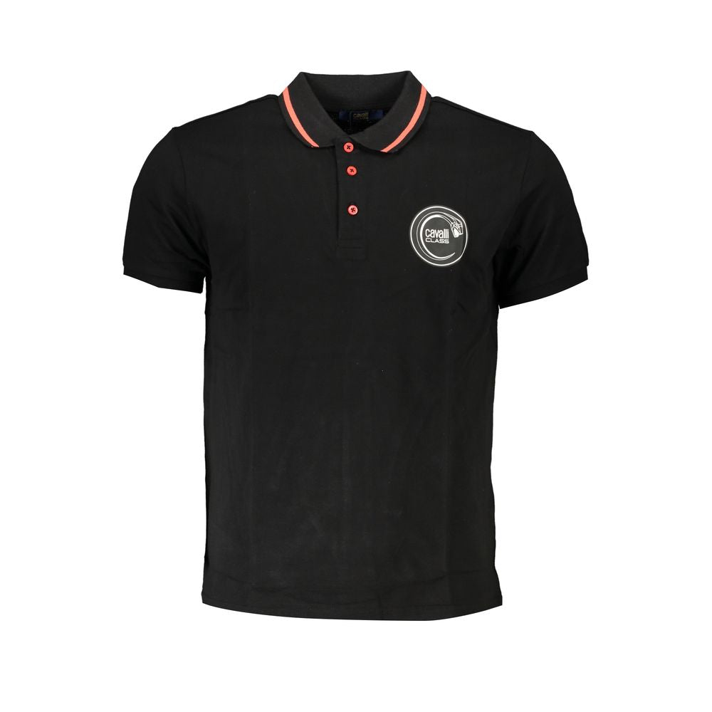 Cavalli Class Black Cotton Polo Shirt