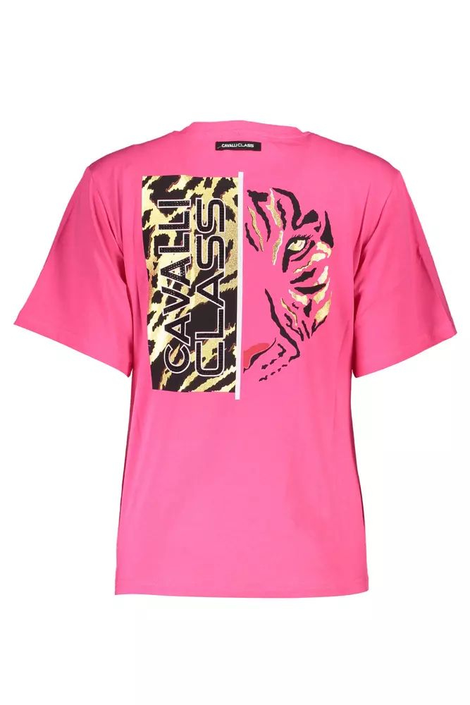 Cavalli Class Chic Pink Slim Fit Logo Tee