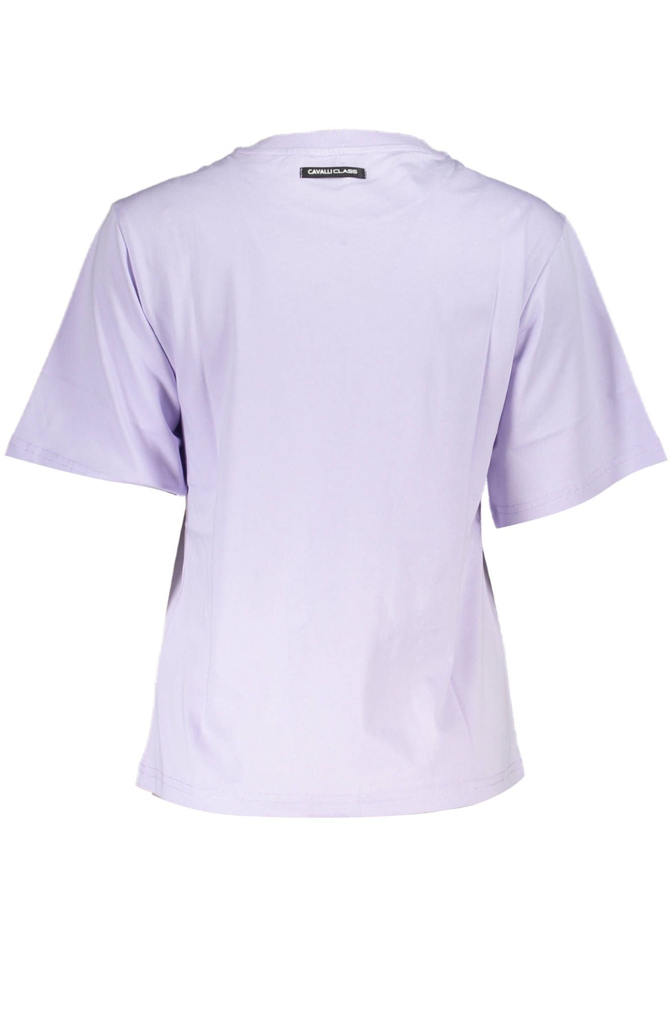 Cavalli Class Elegant Purple Printed Tee with Chic Logo