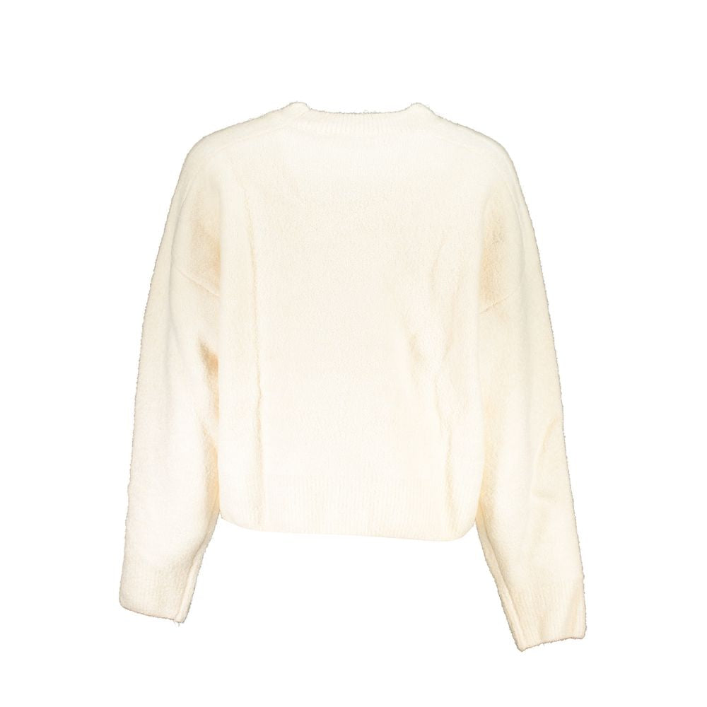 Desigual Chic White Embroidered Crew Neck Sweater