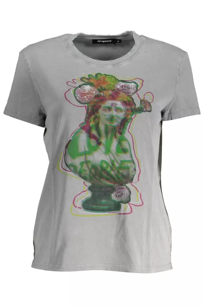 Desigual Gray Cotton Tops & T-Shirt