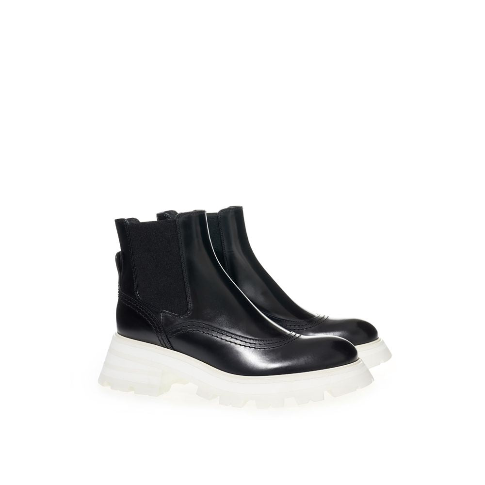 Alexander McQueen Black Leather Boot