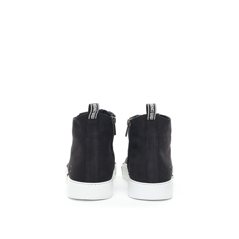 Roberto Cavalli Black Leather Scamosciata Sneaker