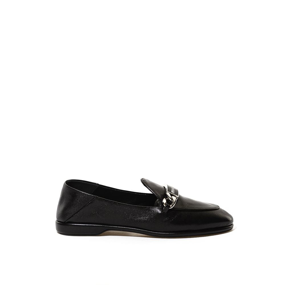 Miu Miu Black Leather Flat Shoe