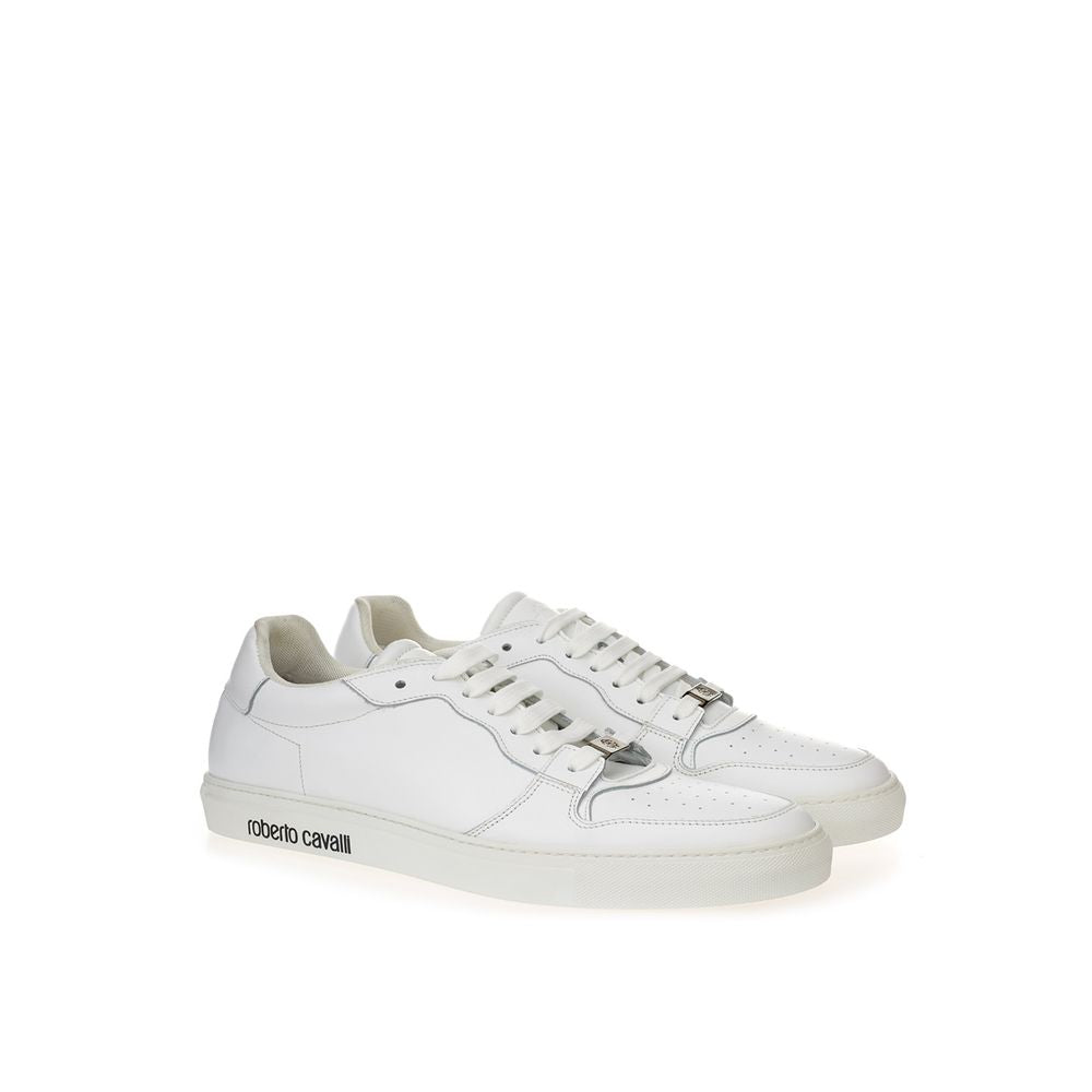 Roberto Cavalli White Leather Sneaker