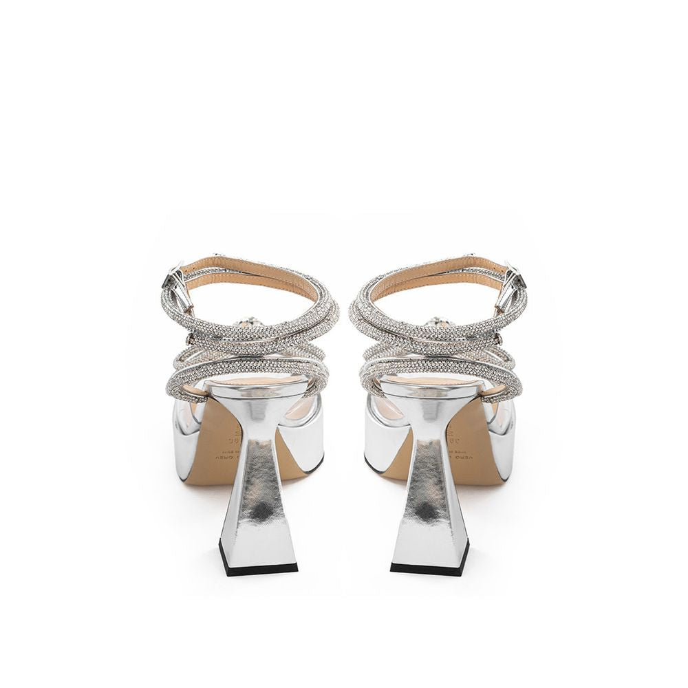 MACH & MACH Silver Leather Platforms & Wedge