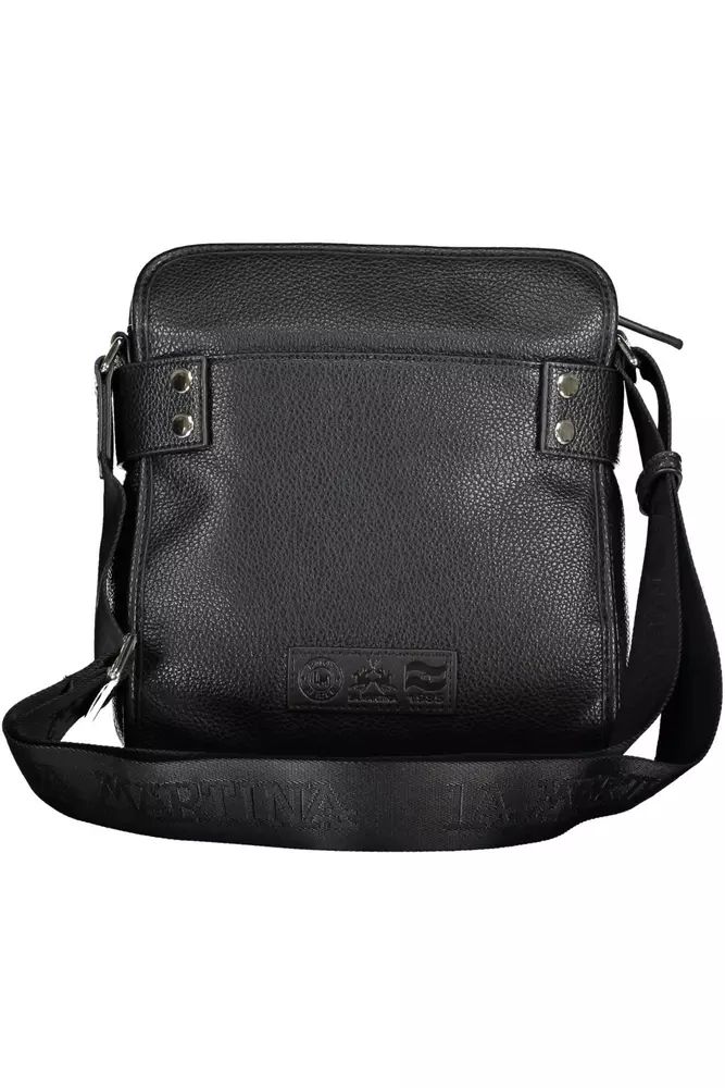 La Martina Sleek Black Shoulder Bag with Contrast Details