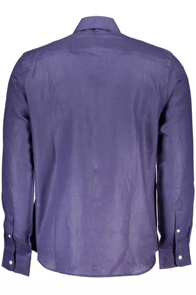 North Sails Elegant Blue Linen Long-Sleeve Shirt