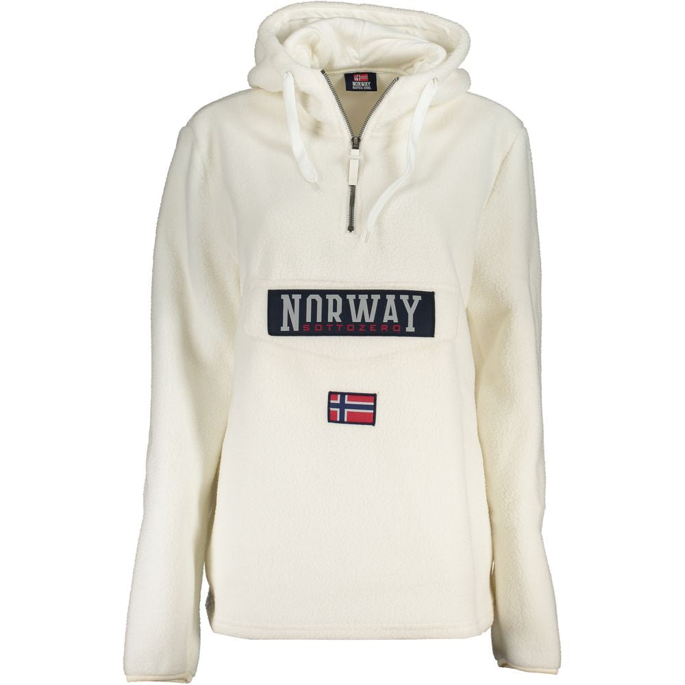 Norway 1963 Chic White Half-Zip Hooded Sweatshirt