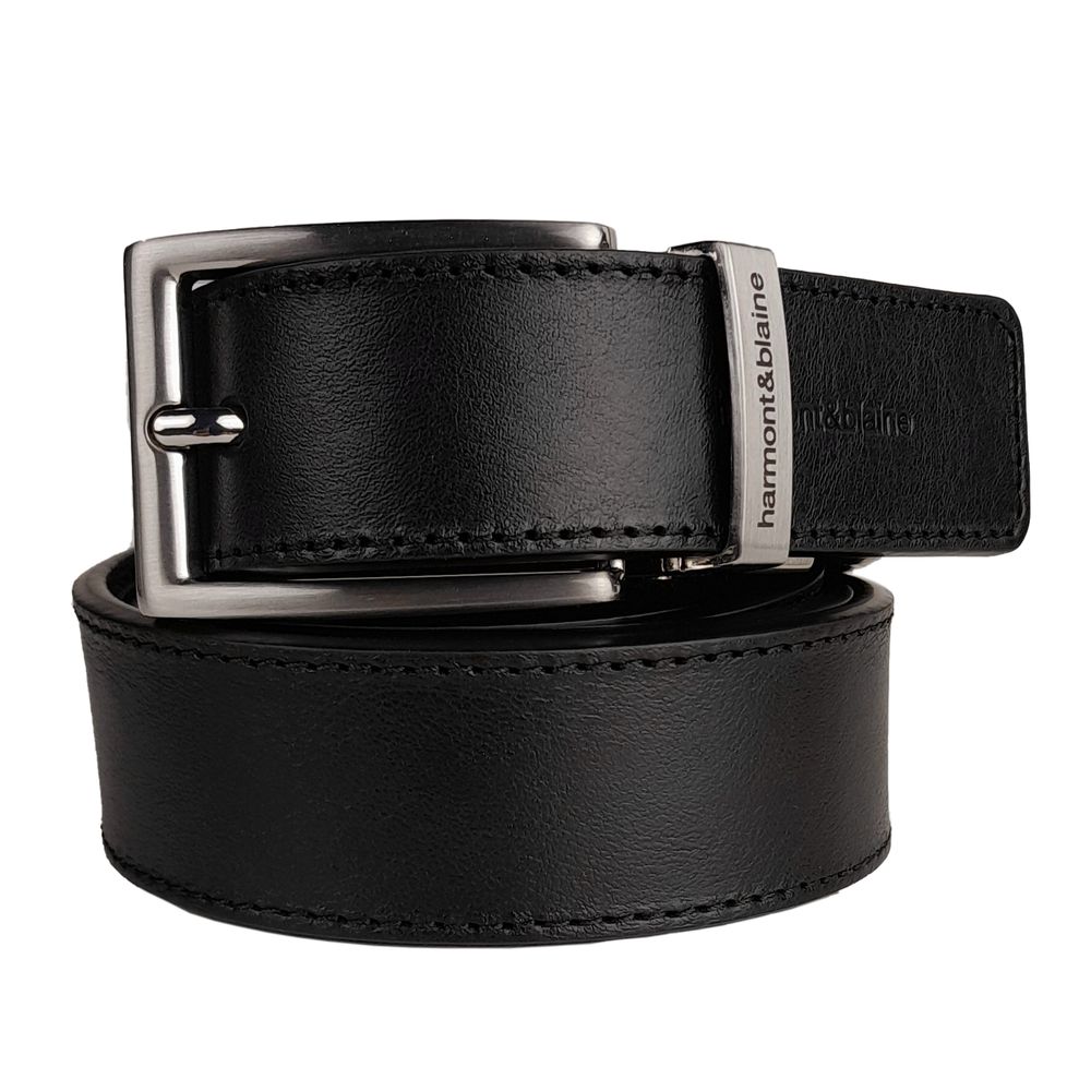 Harmont & Blaine Black Leather Di Calfskin Belt