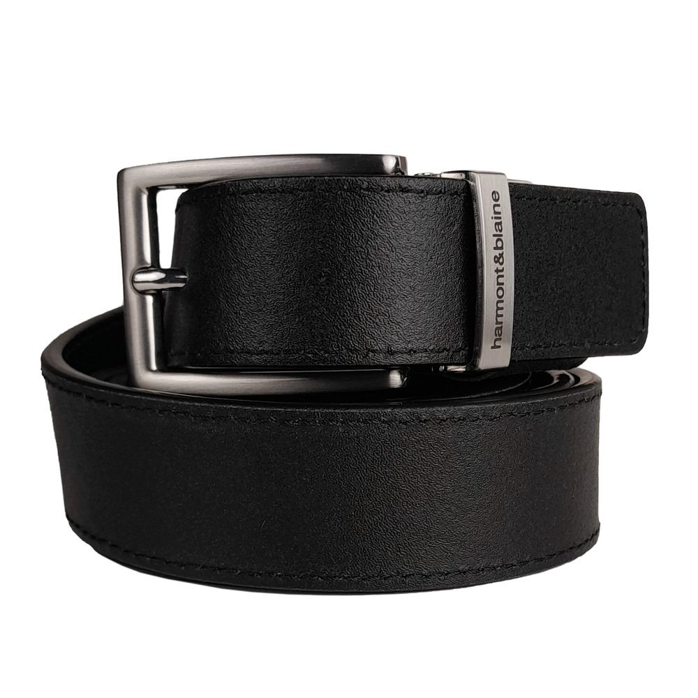 Harmont & Blaine Black Leather Di Calfskin Belt