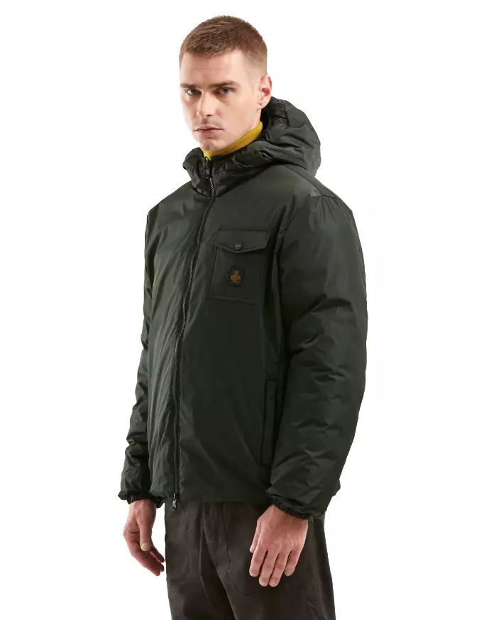 Refrigiwear Chic Green Men's Winter Jacket – Smooth & Quilted