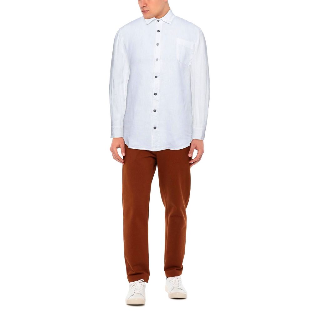 Alpha Studio White Linen Shirt