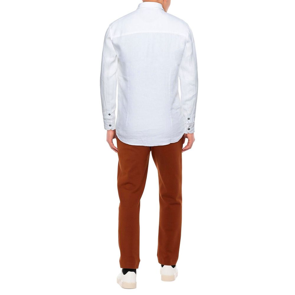 Alpha Studio White Linen Shirt