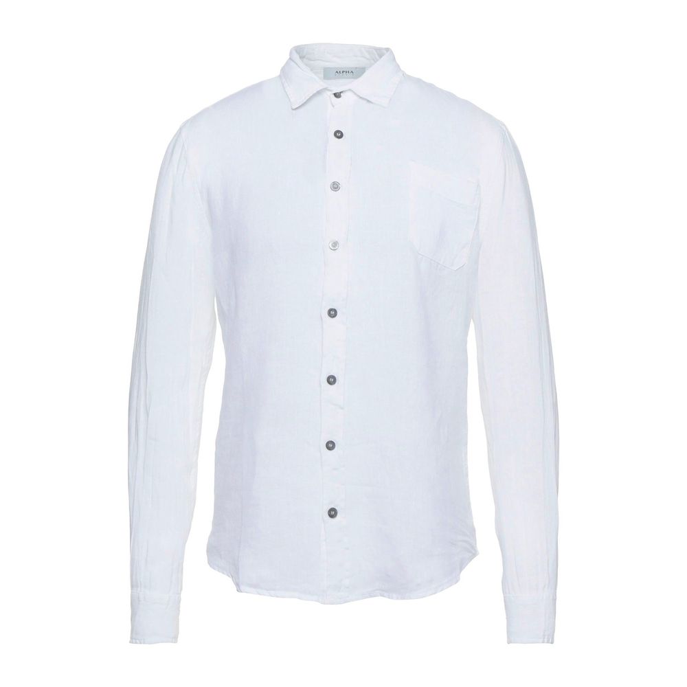 Alpha Studio White Linen Shirt