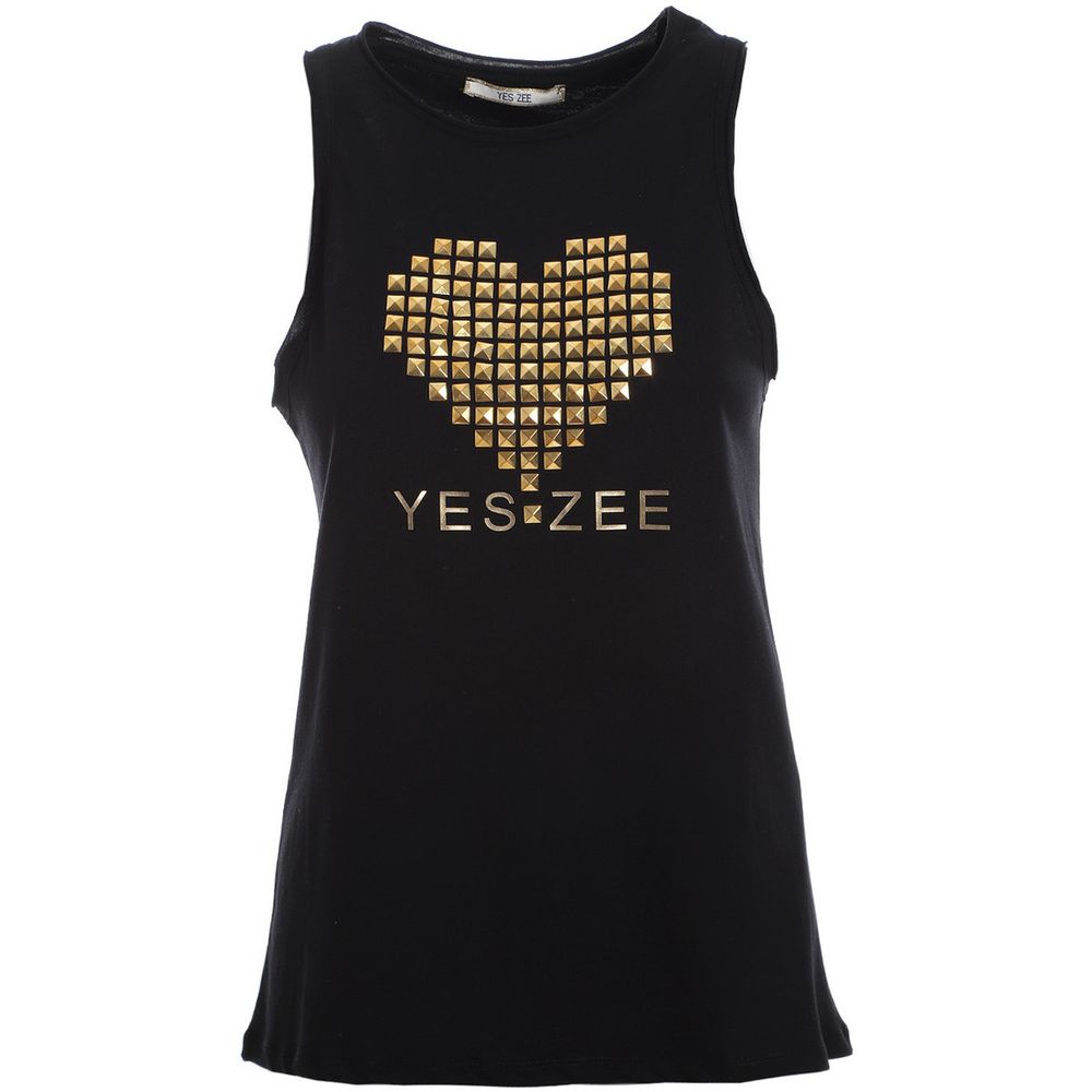 Yes Zee Black Cotton Tops & T-Shirt