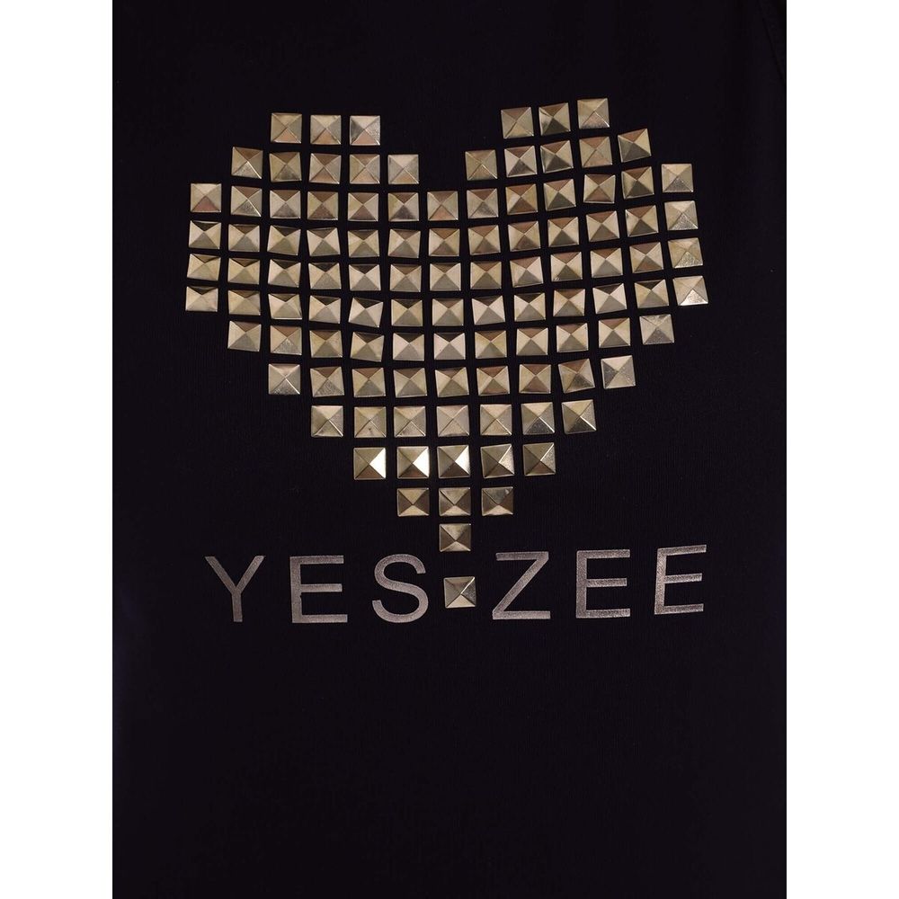 Yes Zee Black Cotton Tops & T-Shirt