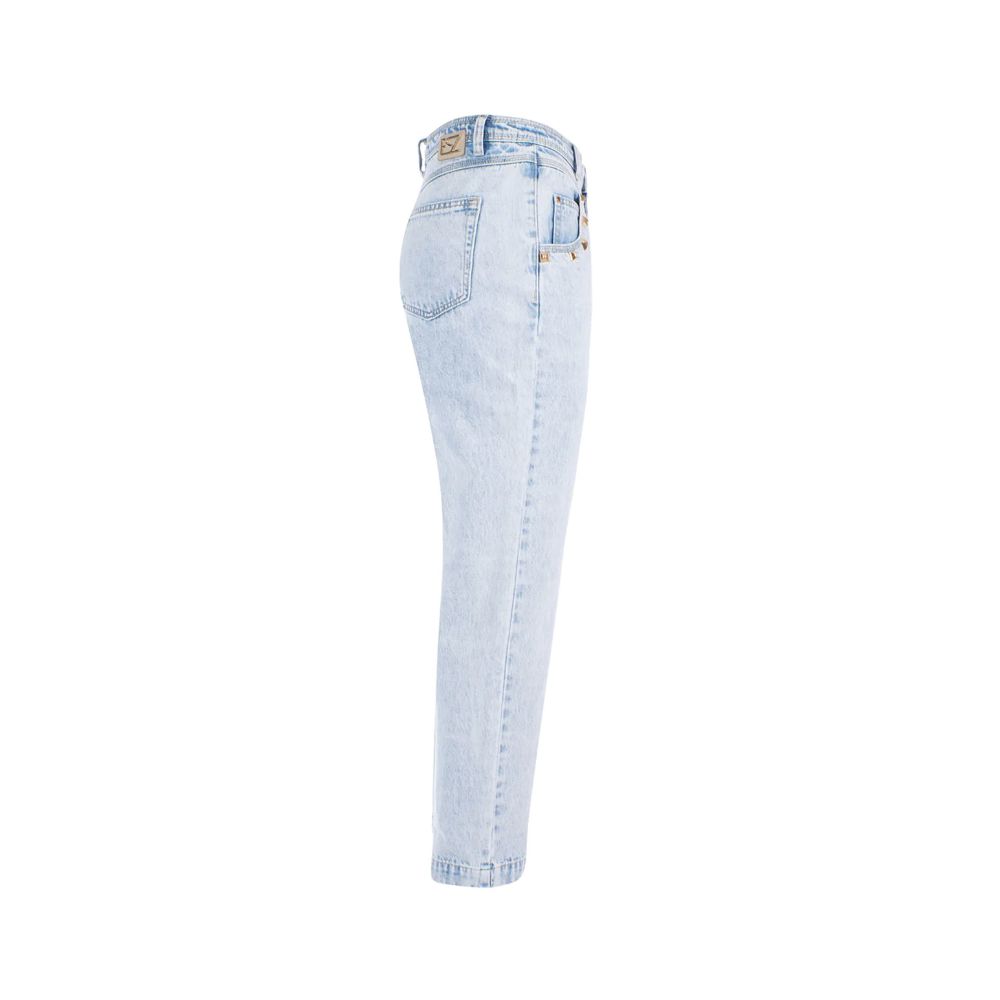 Yes Zee Light Blue Cotton Jeans & Pant