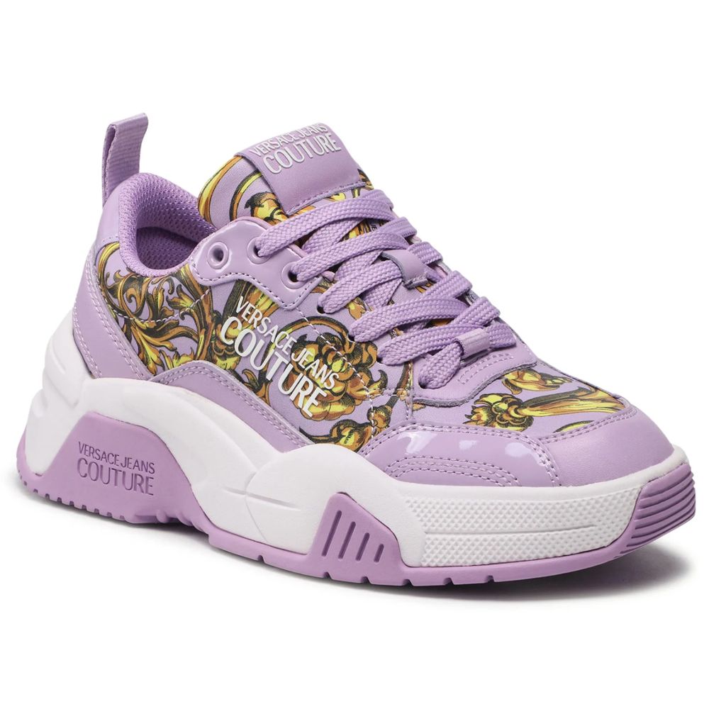 Versace Jeans Purple Leather Di Calfskin Sneaker