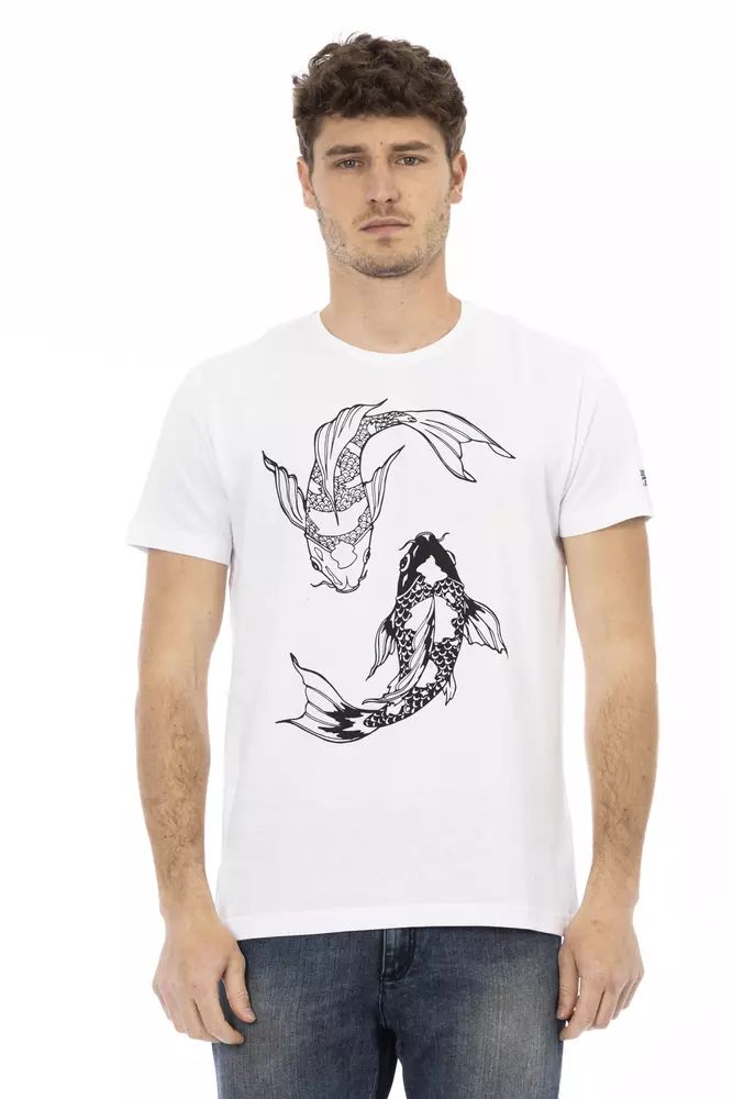 Trussardi Action Chic White Round Neck Cotton Tee