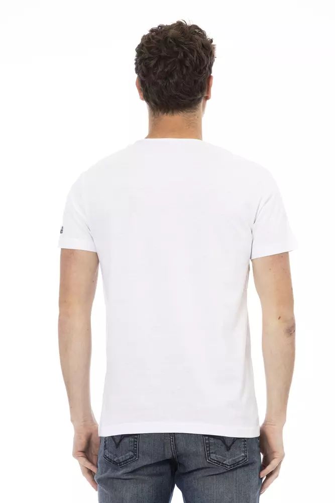 Trussardi Action Chic White Round Neck Cotton Tee