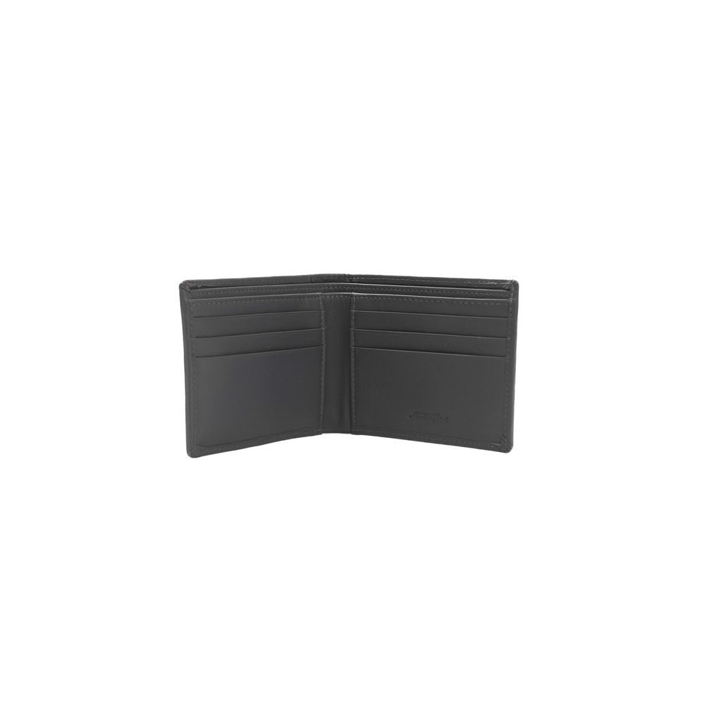 Automobili Lamborghini Sleek Gray Calf Leather Wallet with Logo