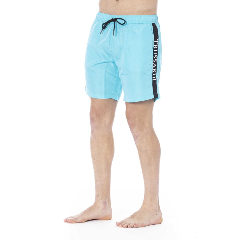 Trussardi Beachwear Light Blue Polyester Swimwear