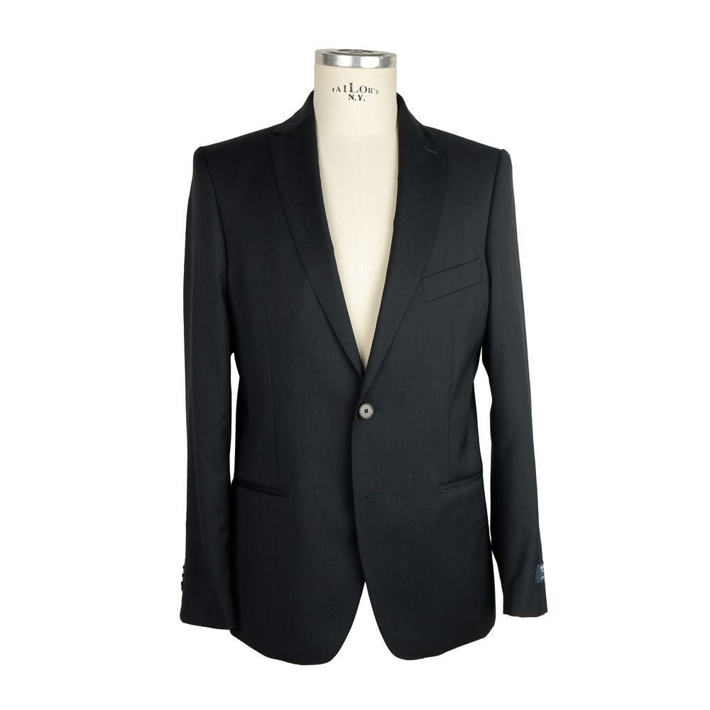 Made in Italy Black Wool Vergine Suit